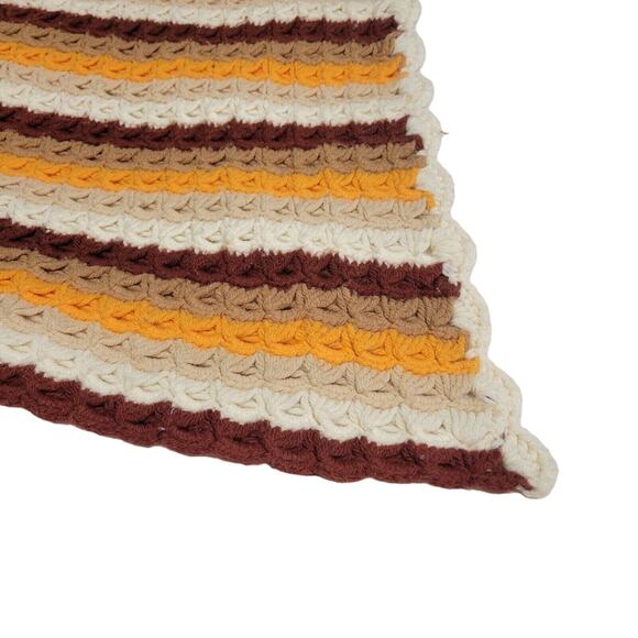 Handmade Afghan Throw Blanket Striped Fall Inspired 3x4 1/2 - Picture 7 of 8